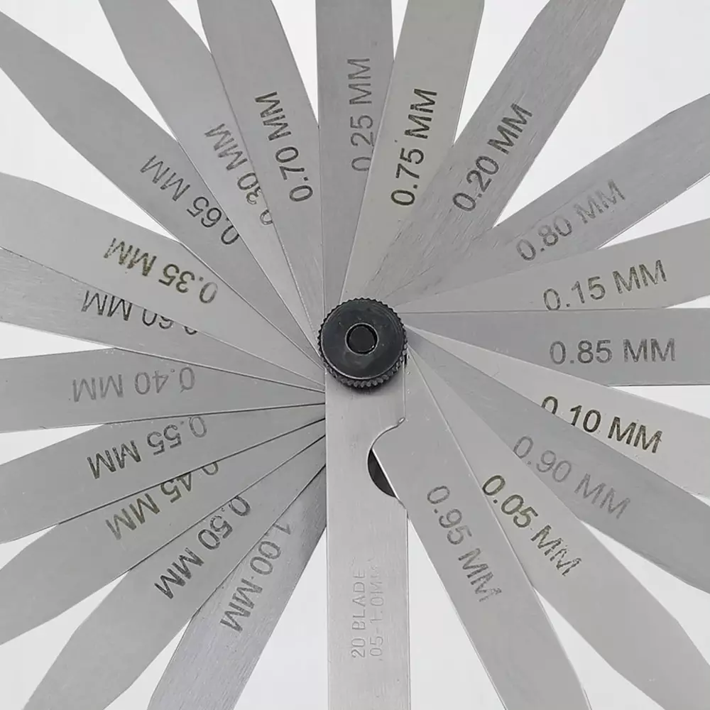 CUTHARD Feeler Gauge with 20 Blades 100 mm (4 inch) Length 0.05mm to 1.00mm Range Size Stainless Steel Silver, CH70004