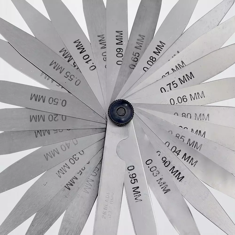 CUTHARD Feeler Gauge with 26 Blades 100 mm (4 inch) Length 0.03mm to 1.00mm Range Size Stainless Steel Silver,CH70002