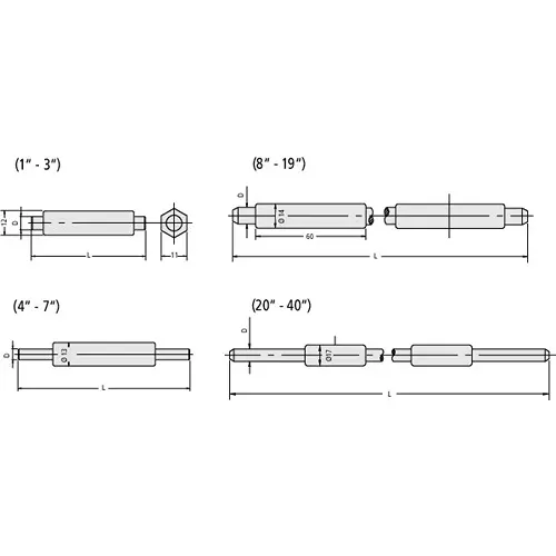 Mitutoyo Standard Bar Set Micro-Lap Finish 25-125 mm Length, 167-912