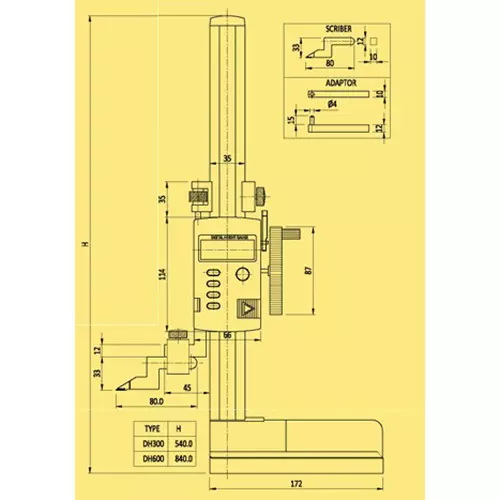 Baker 2D Height Gauge 0-450 mm Range, PROHEIGHT 400P