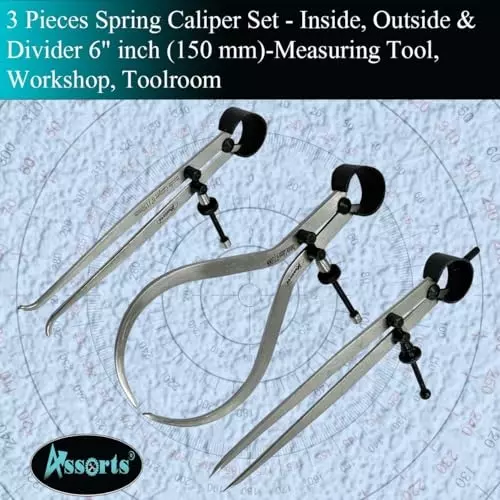 Assorts Spring Caliper Set Cast Iron, & Alloy Steel 150 mm (6 Inch) (Pack of 3)