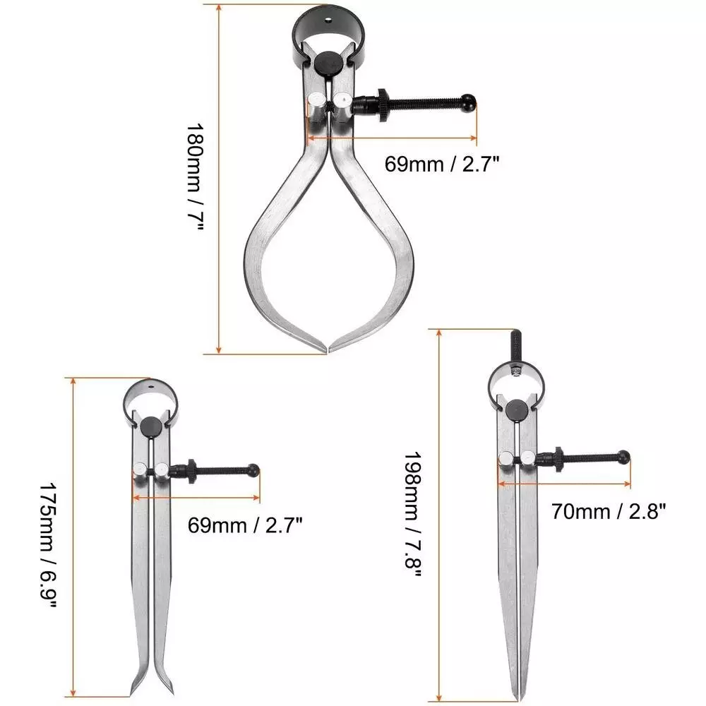 Aastha Tools Spring Caliper Set (Inside, Outside & Divider) 0-150 mm Measure Range (Set of 3)