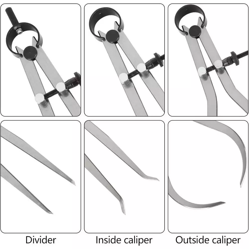 Aastha Tools Spring Caliper Set (Inside, Outside & Divider) 250 mm (10 inch) (Set of 3)