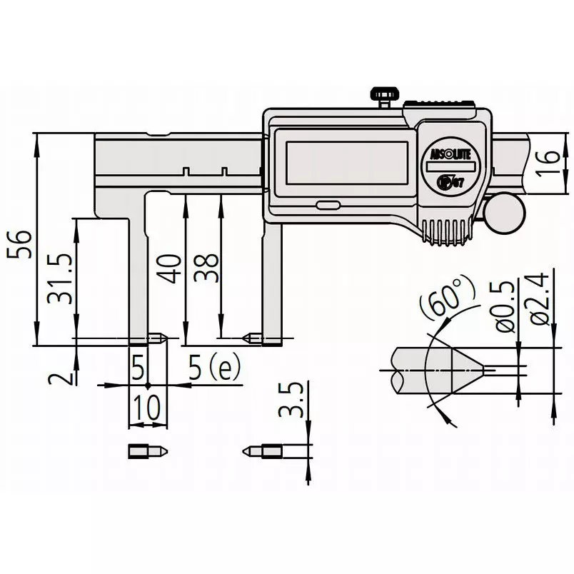 Mitutoyo Digimatic Caliper + Input Tool Direct Set 0 - 150 mm, NTD15P-P15M+USB-INT-A (1 Kit)
