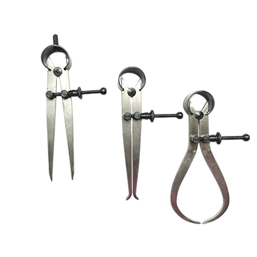 A.D INTERNATIONAL Inside, Outside & Divider Spring Caliper Set Size 6 inch (150 mm) Silver Color for Fast and Accurate Measurements, TL-63E4-SL6M (Set of 3)