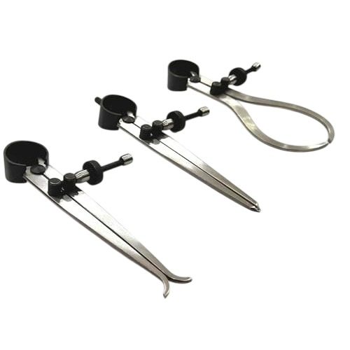 A.D INTERNATIONAL Inside, Outside & Divider Spring Caliper Set Size 6 inch (150 mm) Silver Color for Fast and Accurate Measurements, TL-63E4-SL6M (Set of 3)