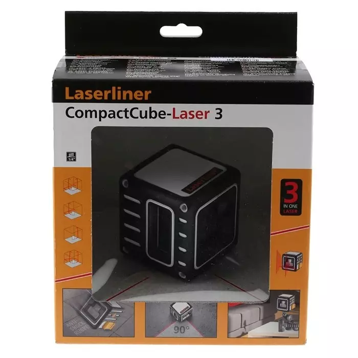 Laserliner CompactCube-Laser 3 635nm Laser Colour Red 3 Line Laser Level, 036.150A