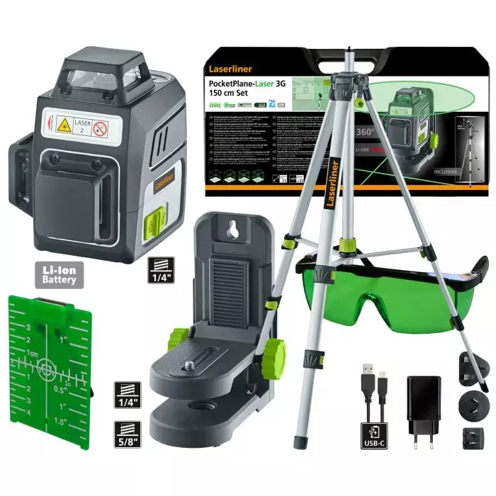 Laserliner 515nm Laser Colour Green 3 Line Laser Level, 036.703A