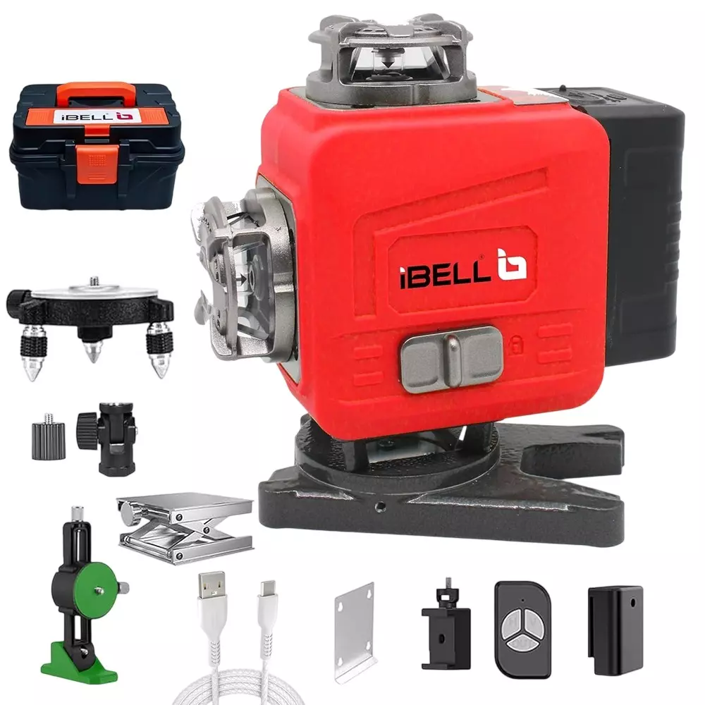 IBELL Self-Leveling Laser Level 16 Line Green Beam 25 m (82 ft) Working Range ±1 mm/m Accuracy, IBL LL5-16