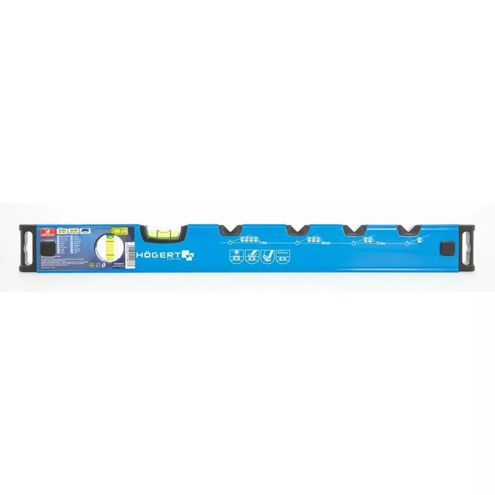 Hogert Technik Electrician's Spirit Level Aluminium Body, 480 mm Length and ± 0.5 mm/m Accuracy, HT4M041