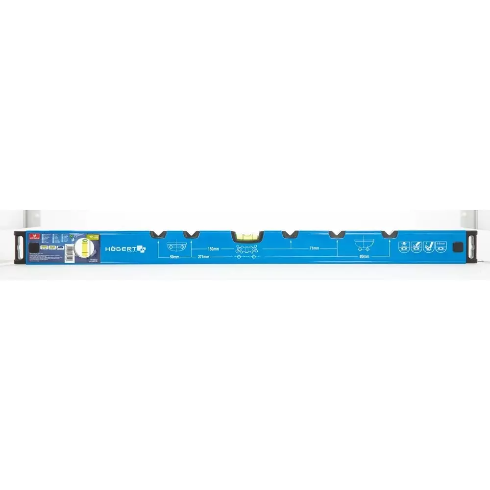 Hogert Technik Plumber's Spirit Level Aluminium Body, 700 mm Length and ± 0.5 mm/m Accuracy, HT4M042