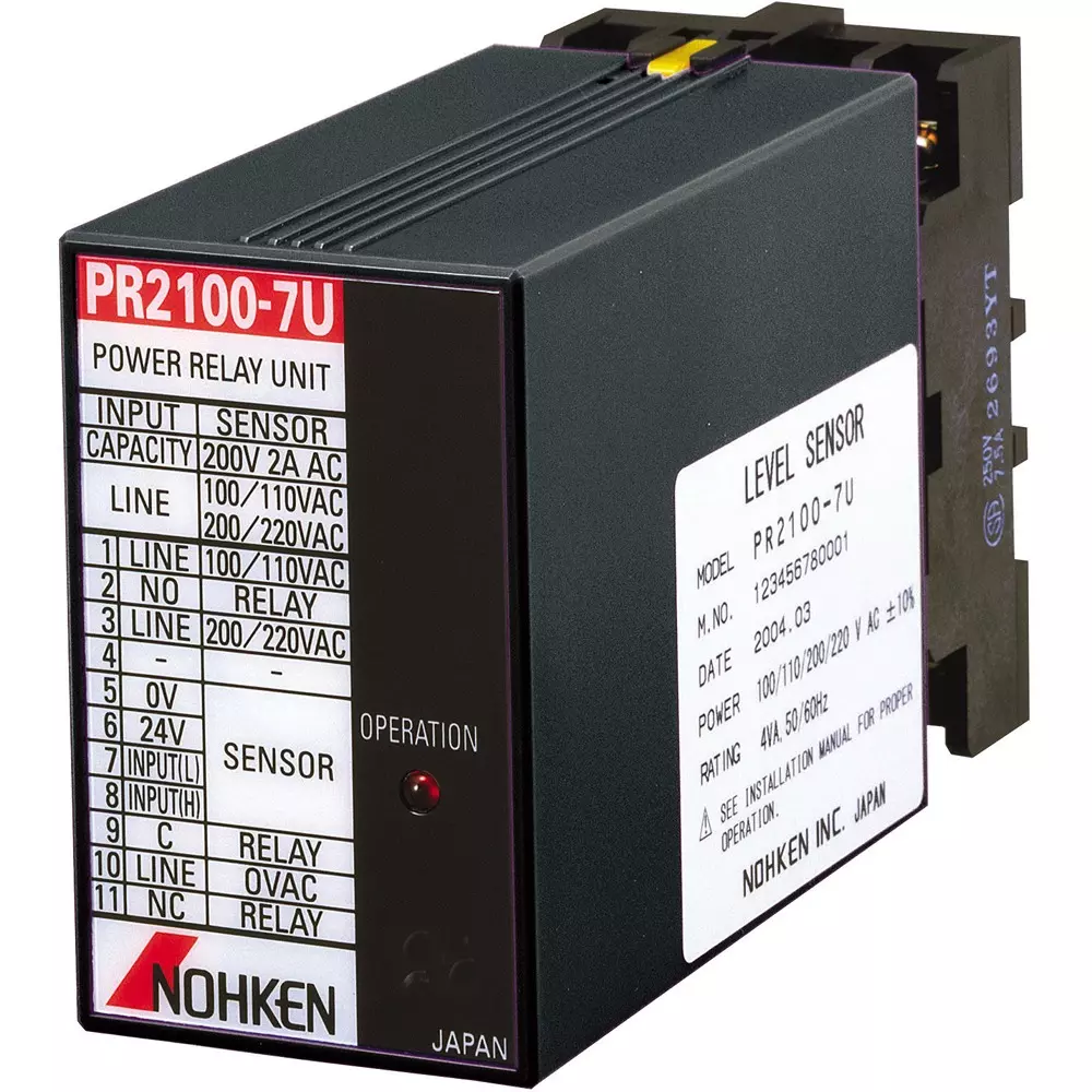 NOHKEN Level Sensor Power relay unit Type Liquid / powder Measurable Fluid -10 to 40 Operating Temperature (℃), PR2100-7U