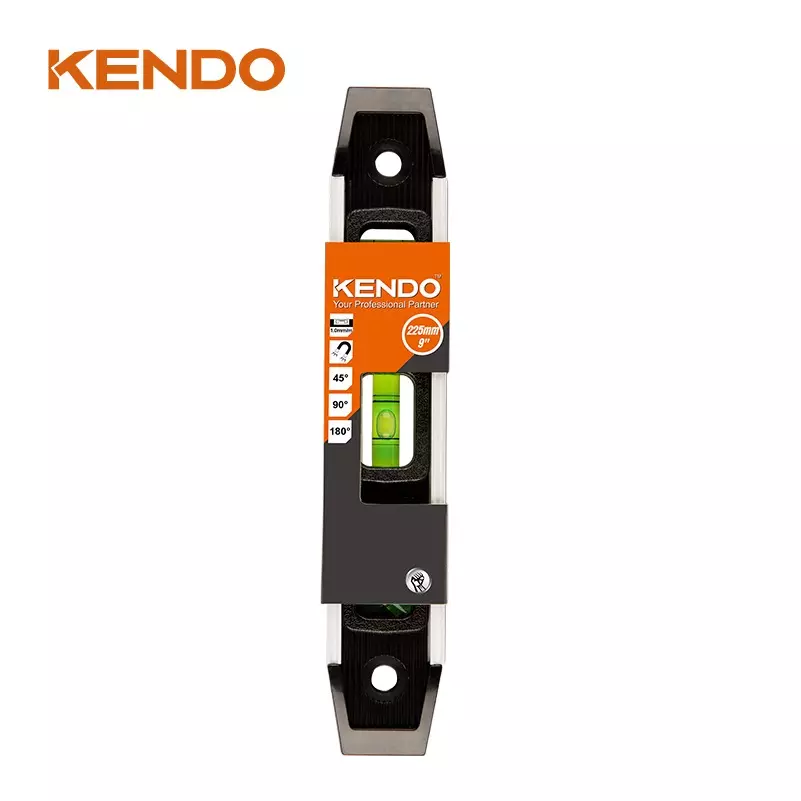 kendo-225-mm-3-barrel-shaped-silver-black-vials-torpedo-level-35218