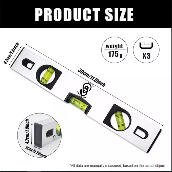 nuhark-professional-spirit-level-aluminium-body-3-bubble-vials-and-18-inch-4572-mm-length-for-diy-carpentry-more