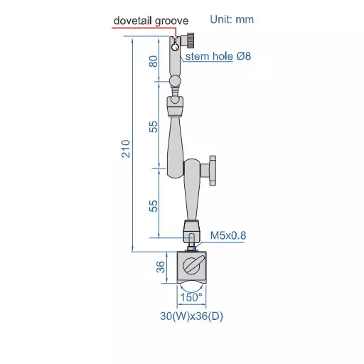 Insize Large Locking Force Magnetic Stand 40 Kgf, 6222-40