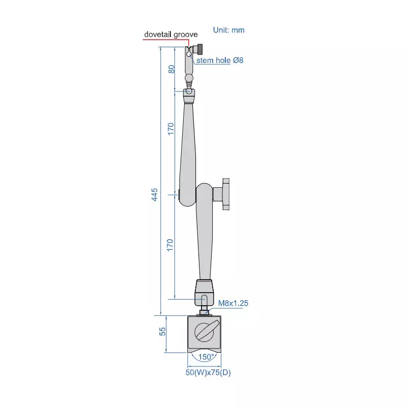 Insize Large Locking Force Magnetic Stand 100 Kgf, 6222-100