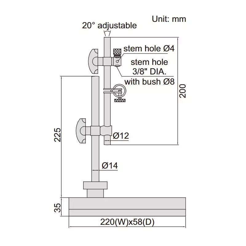 insize-universal-stand-with-fine-adjustment-8-mm-4-mm-38-inch-95-mm-stem-holding-capacity-for-digital-dial-indicators-6214-a