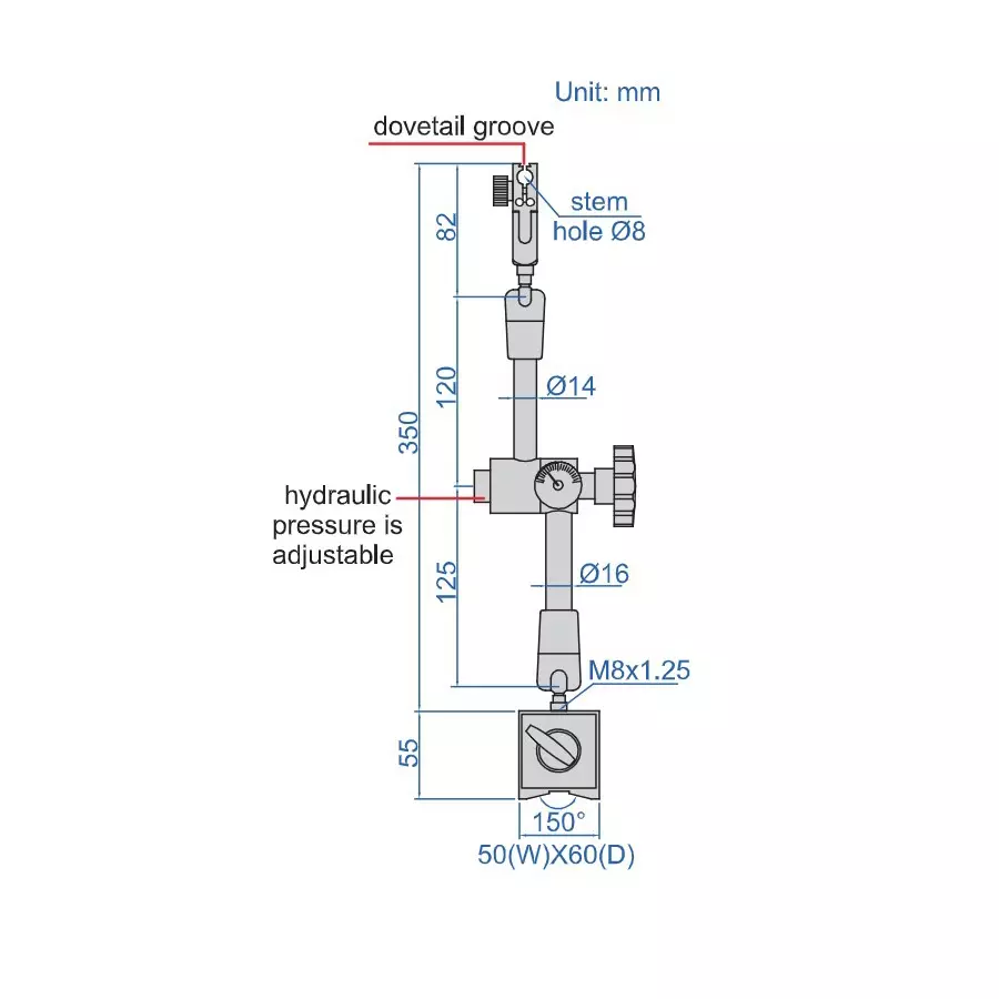 insize-hydraulic-universal-magnetic-stand-with-hydraulic-indicator-8-mm-stem-holding-capacity-and-0-40-mpa-hydraulic-pressure-6232-80