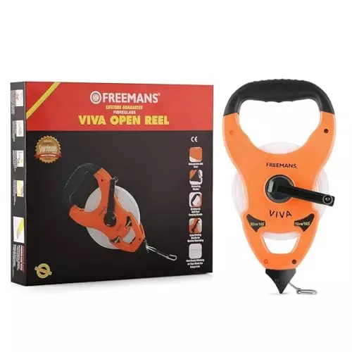 Freemans 50 m Yellow Fiberglass Open Reel Measuring Tape 13 mm VO50