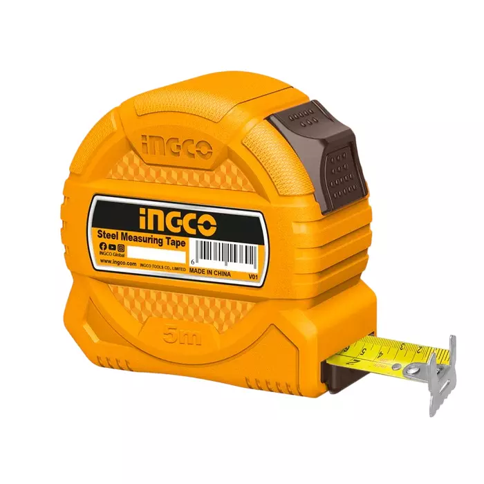 Ingco Steel Measuring Tape with 5 m Length and 19 mm Width for Larger Projects, Measurement, HSMT39519