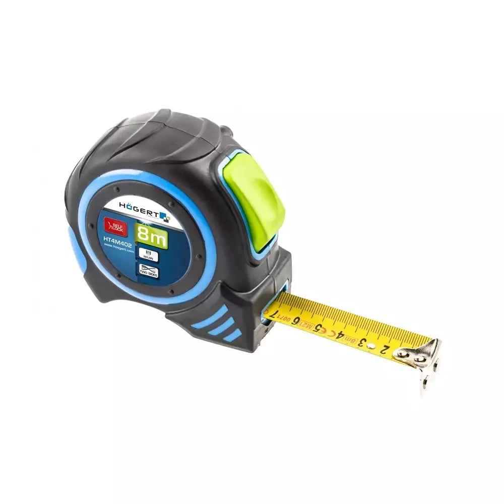 Hogert Technik Steel Measuring Tape Class II Accuracy, 8 m Length and 25 mm Width, HT4M402