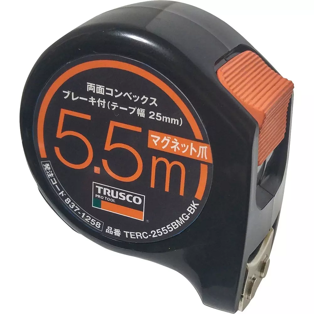 Trusco Double-Sided Convex Both sides Scale 25.0 mm Tape Width 5.5 m Tape Length, TERC-2555BMG-BK