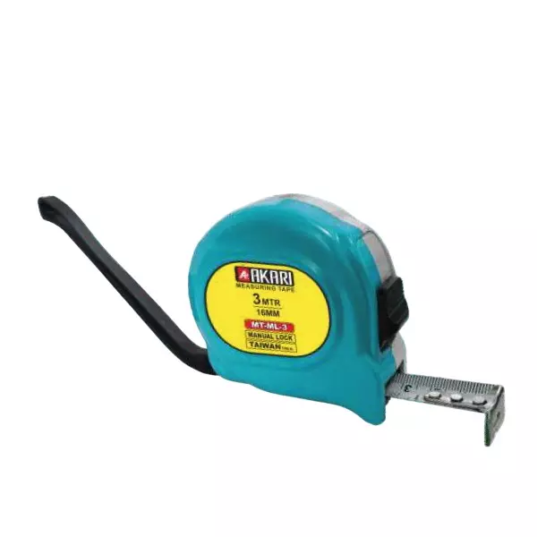 AKARI Measuring Tape With Manual Lock Plastic Body 3 m Length x 16 mm Width, MT-ML-3