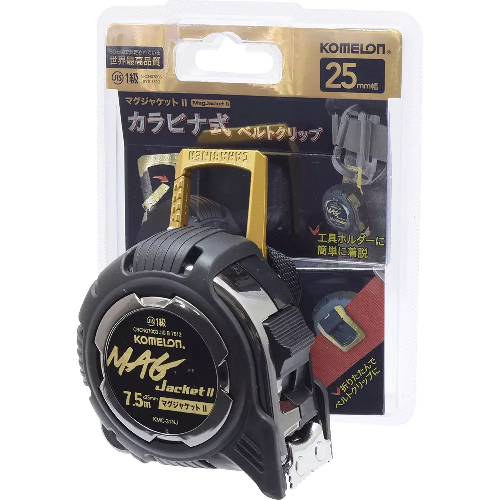 KOMELON Tape Measure Both sides Scale Type 7.5 Tape Length (m) 25 Tape Width (mm), KMC-31NJB-75-25