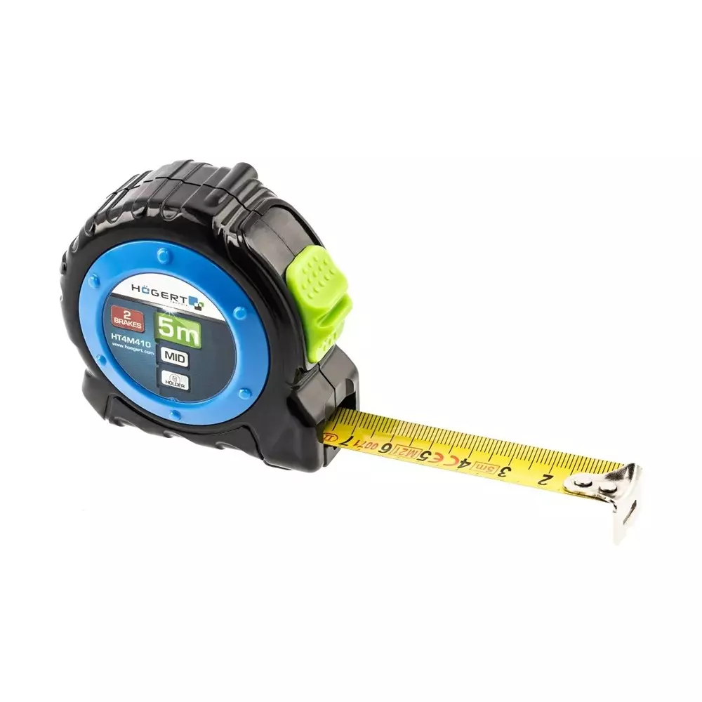 Hogert Technik Steel Measuring Tape Class II Accuracy, 5 m Length and 19 mm Width, HT4M410
