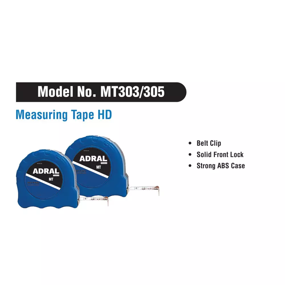 ADRAL Measuring Tape HD Belt Clip 3 m Solid Front Lock ABS Plastic for Measuring Use, MT303