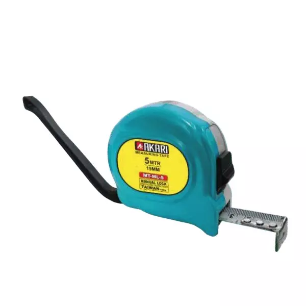 AKARI Measuring Tape With Manual Lock Plastic Body 5 m Length x 19 mm Width, MT-ML-5