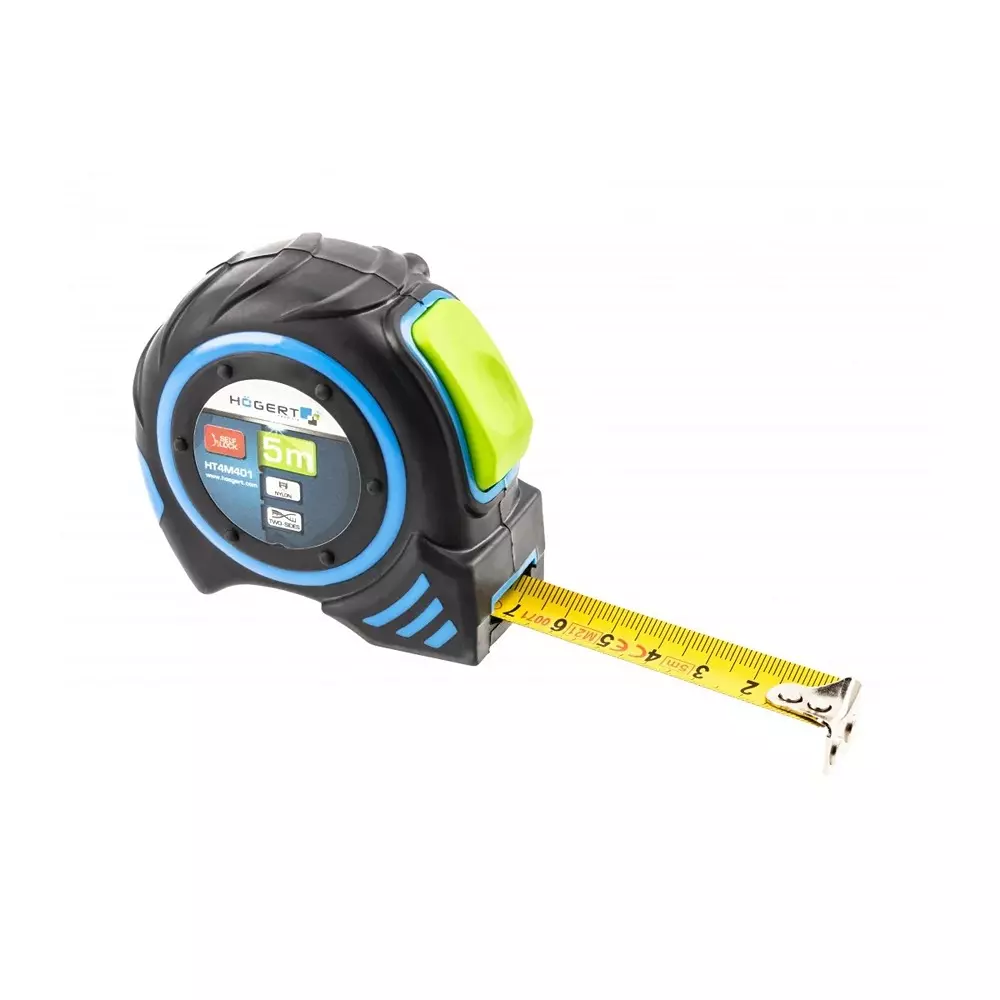 Hogert Technik Steel Measuring Tape Class II Accuracy, 5 m Length and 19 mm Width, HT4M401