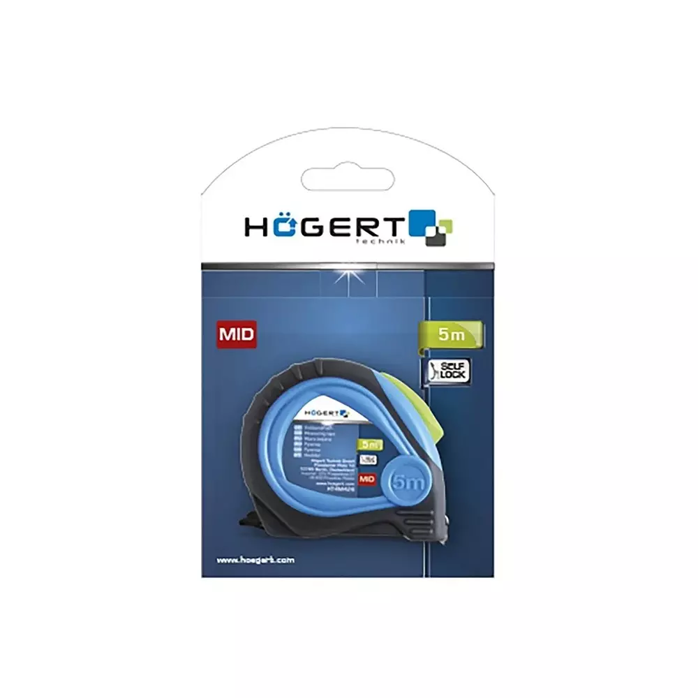 Hogert Technik Pocket Steel Tape Measure Class II Accuracy, 5 m Length and 25 mm Width, HT4M426