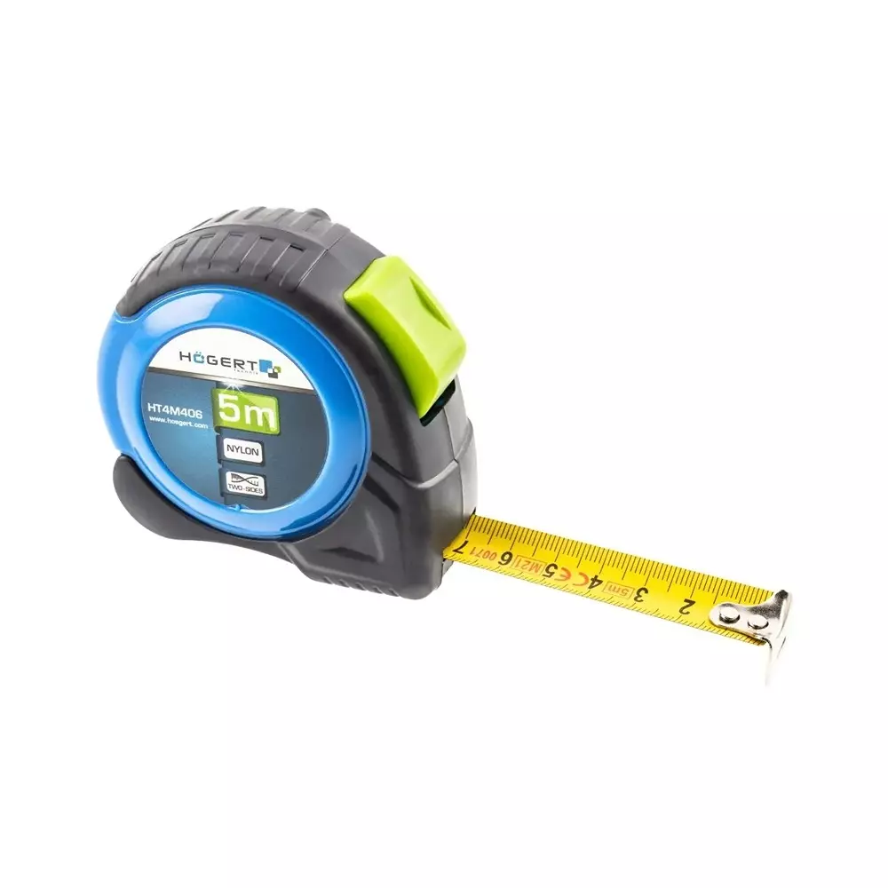 Hogert Technik Steel Measuring Tape Class II Accuracy, 5 m Length and 19 mm Width, HT4M406