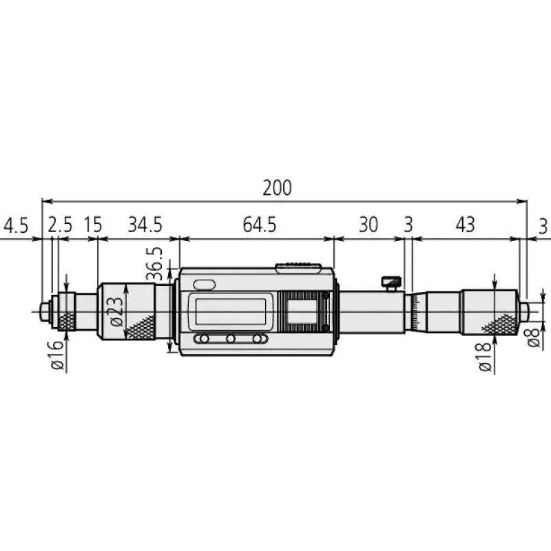 Mitutoyo Digimatic Tubular Inside Micrometer 339 Series 8 - 40 inch / 203.2 - 1016mm Range, 339-303