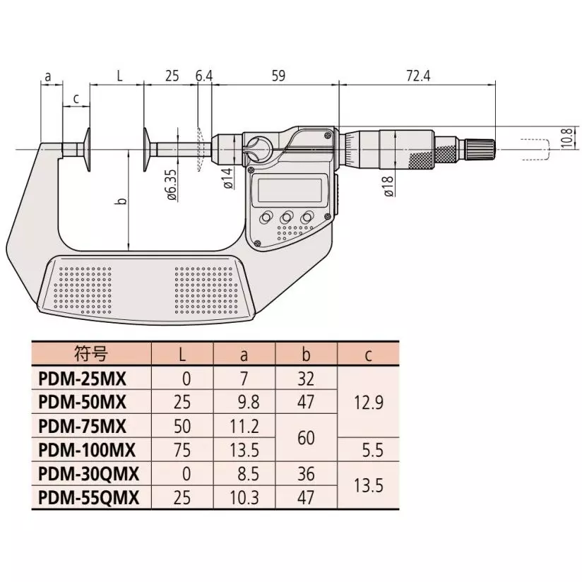 mitutoyo-dedicated-digimatic-micrometer-pdm-0--25-mm-measuring-range-pdm-25mx