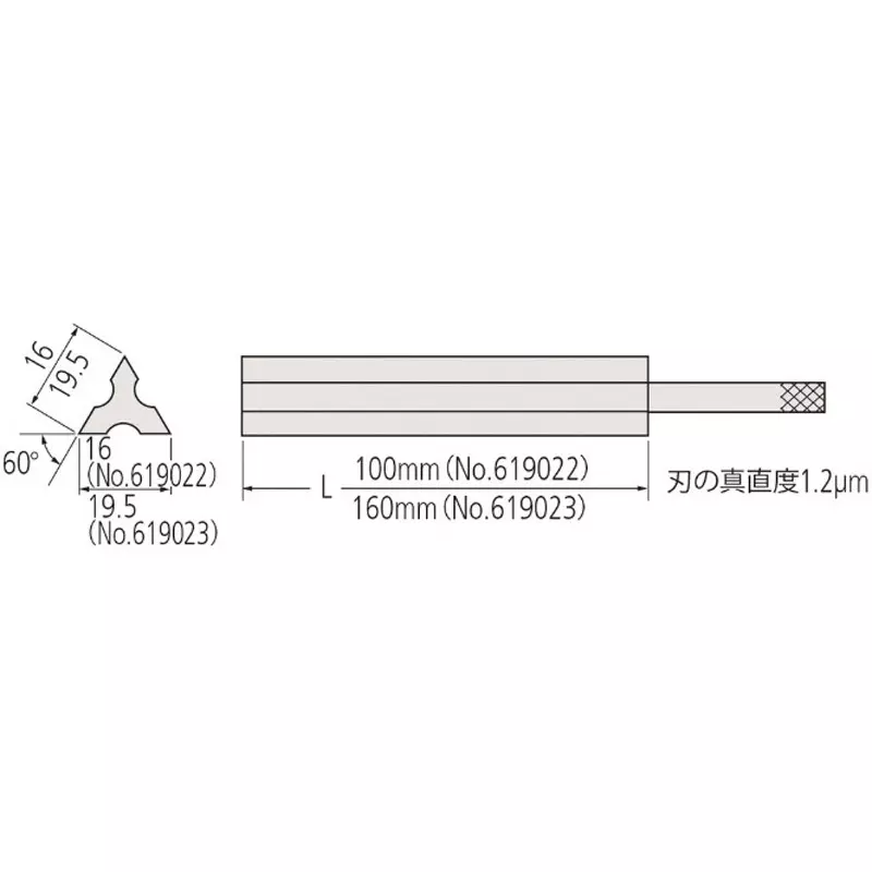 Mitutoyo Triangle Straight Edge/100, GB Correspondence, 619022
