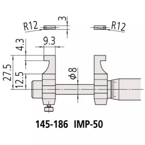 Mitutoyo IMP-50 Caliper Type Inner Micrometer 25-50 mm Measuring Range 1995682