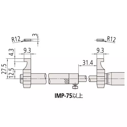 Mitutoyo IMP-75 Caliper Type Inner Micrometer 50-75 mm Measuring Range 1995691