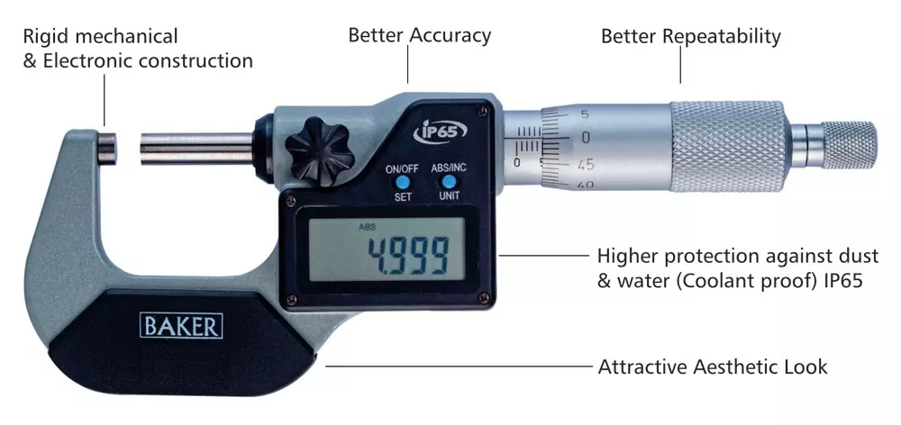 Baker DMM50 Range 25-50 mm Digital External Micrometer Without Data Output