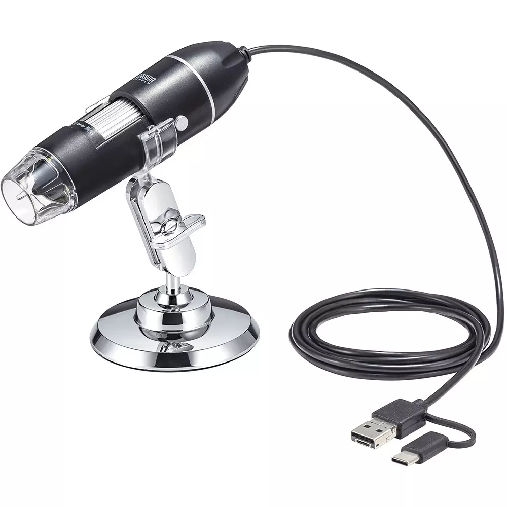 SANWA SUPPLY Digital Microscope Still image: Maximum 1920 x 1080 Resolution About 1.5 Cable Length (m) Main unit, stand, LPE-08BK
