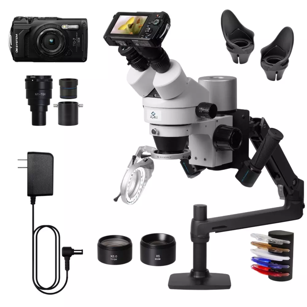 Micronet Zoom Stereo Microscope, 5 types of filters: White, Clear, Warm White, Red, Blue, Light path, YS02Z2-MYD-TG7