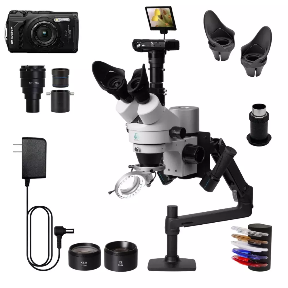 Micronet Zoom Stereo Microscope, 5 types of filters: White, Clear, Warm White, Red, Blue, Light path switching:, YS03C-MYD-TG7