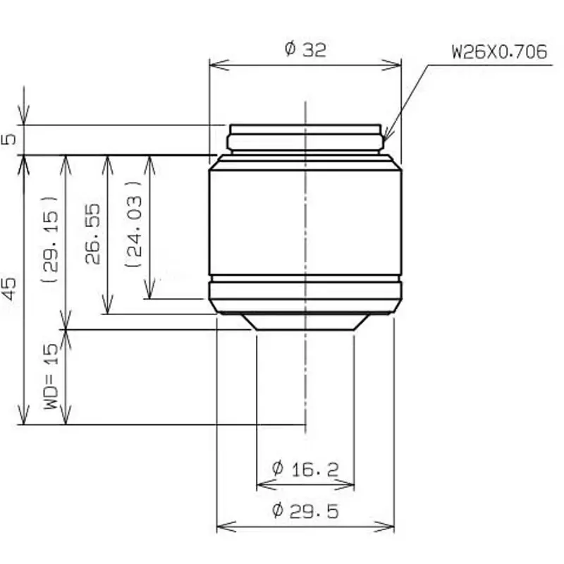 Evident Objective Lens 5 Magnification 0.13 Numerical Aperture 15.0 W.d., LMPLFLN5XBD