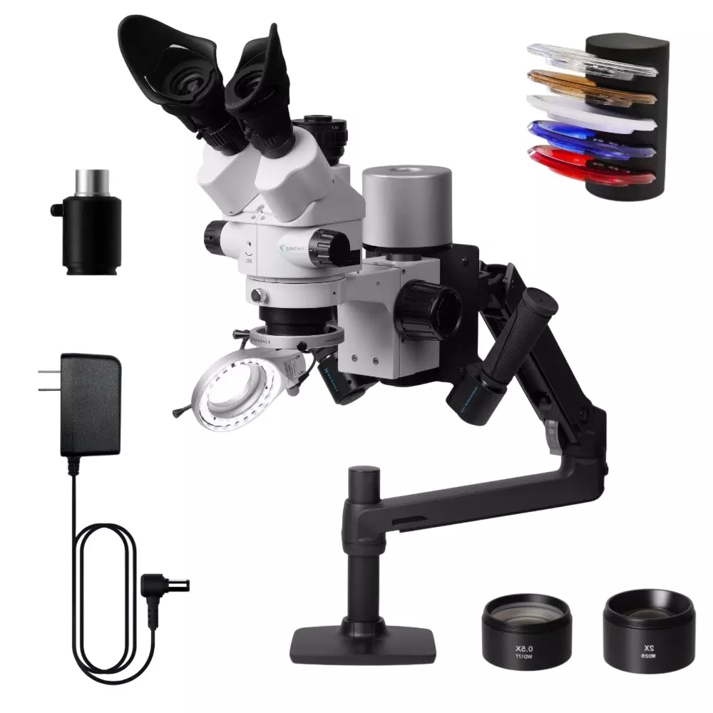 Micronet Zoom Stereo Microscope, 5 types of filters: White, Clear, Warm White, Red, Blue, Light path, YS03T-GP-MYD-FULL