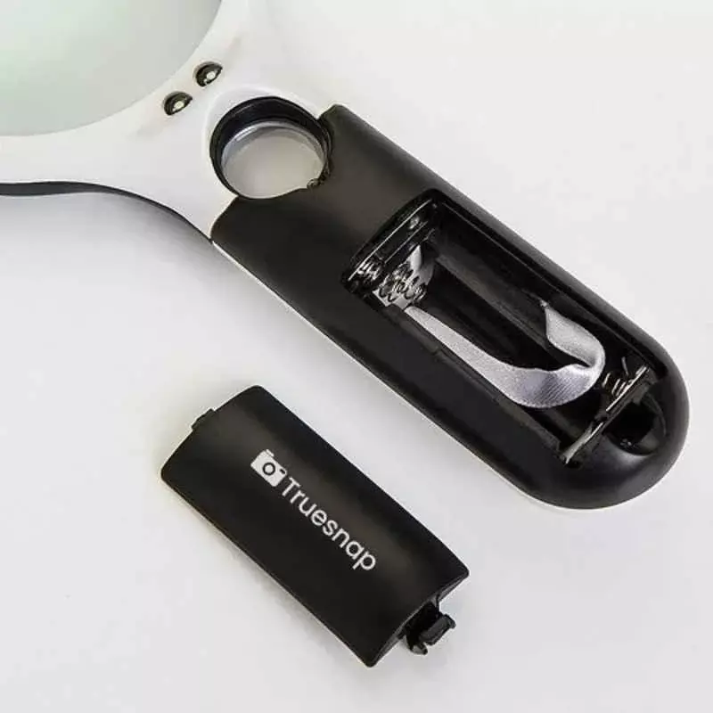 Truesnap 3 LED Magnifier Glass 3X & 45X Plastic White & Black Reading & Inspection, TS-ML-01