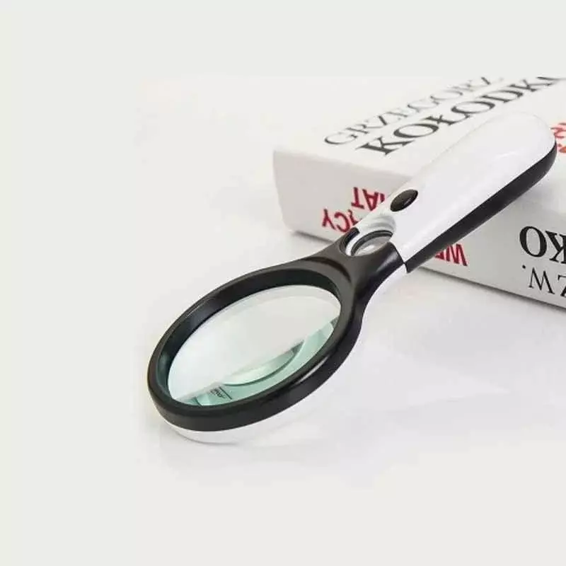 Truesnap 3 LED Magnifier Glass 3X & 45X Plastic White & Black Reading & Inspection, TS-ML-01