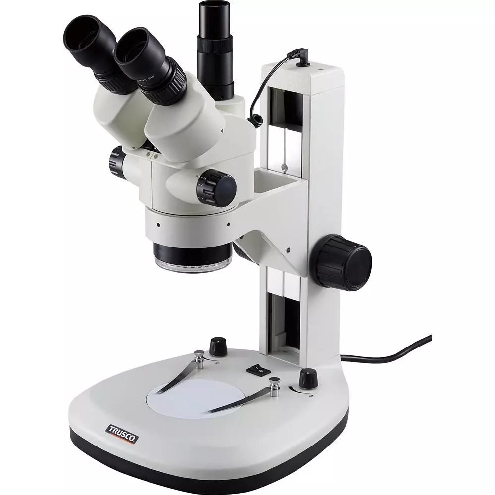 Trusco Microscope Trinocular zoom type Type AC 100 V Power Supply 64-8785-90 Part No, ZMSR-T1