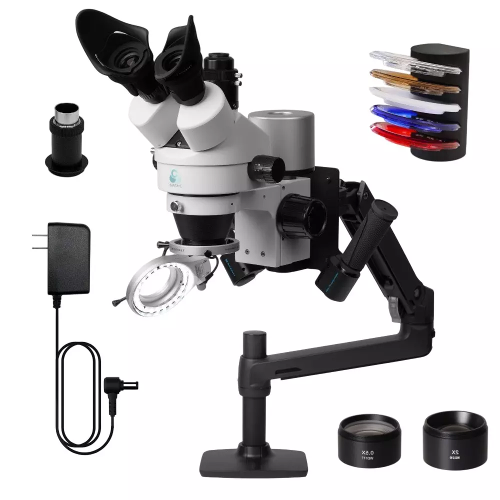 Micronet Zoom Stereo Microscope, 5 types of filters: White, Clear, Warm White, Red, Blue, Light path, YS03C-MYD-FULL