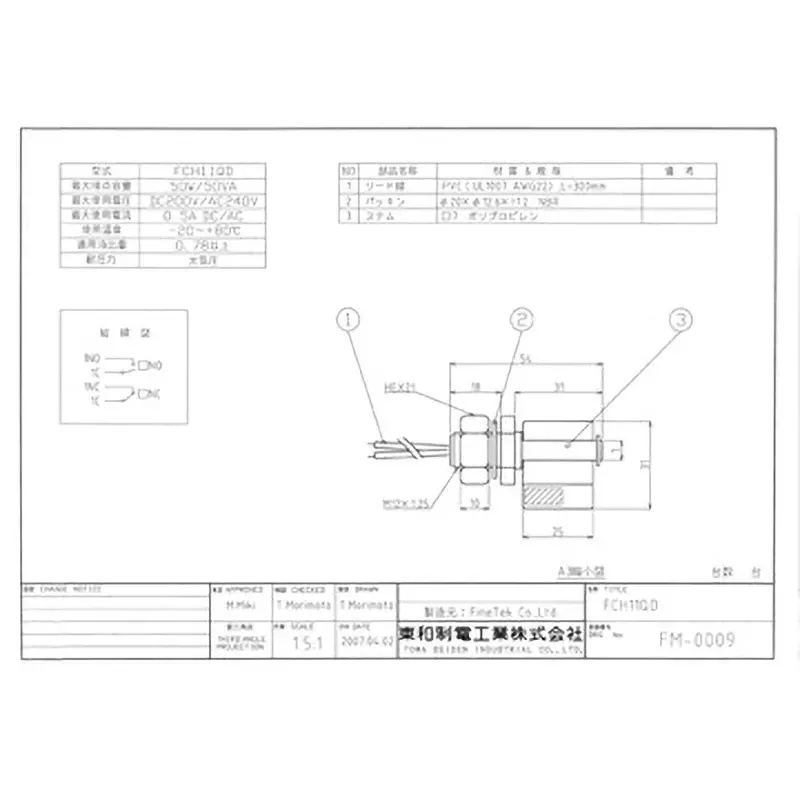Towa Seiden Float Switch DC/C0.5 Maximum Current Atmospheric pressure Pressure -20-+80 Temperature, FCH11QDD